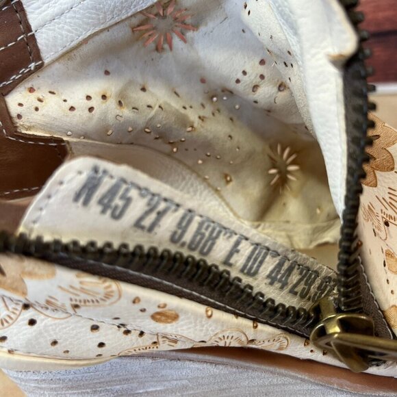 A.S.98 Leather Milk Peep Toe Wedge Espadrilles Sandal - Picture 14 of 16